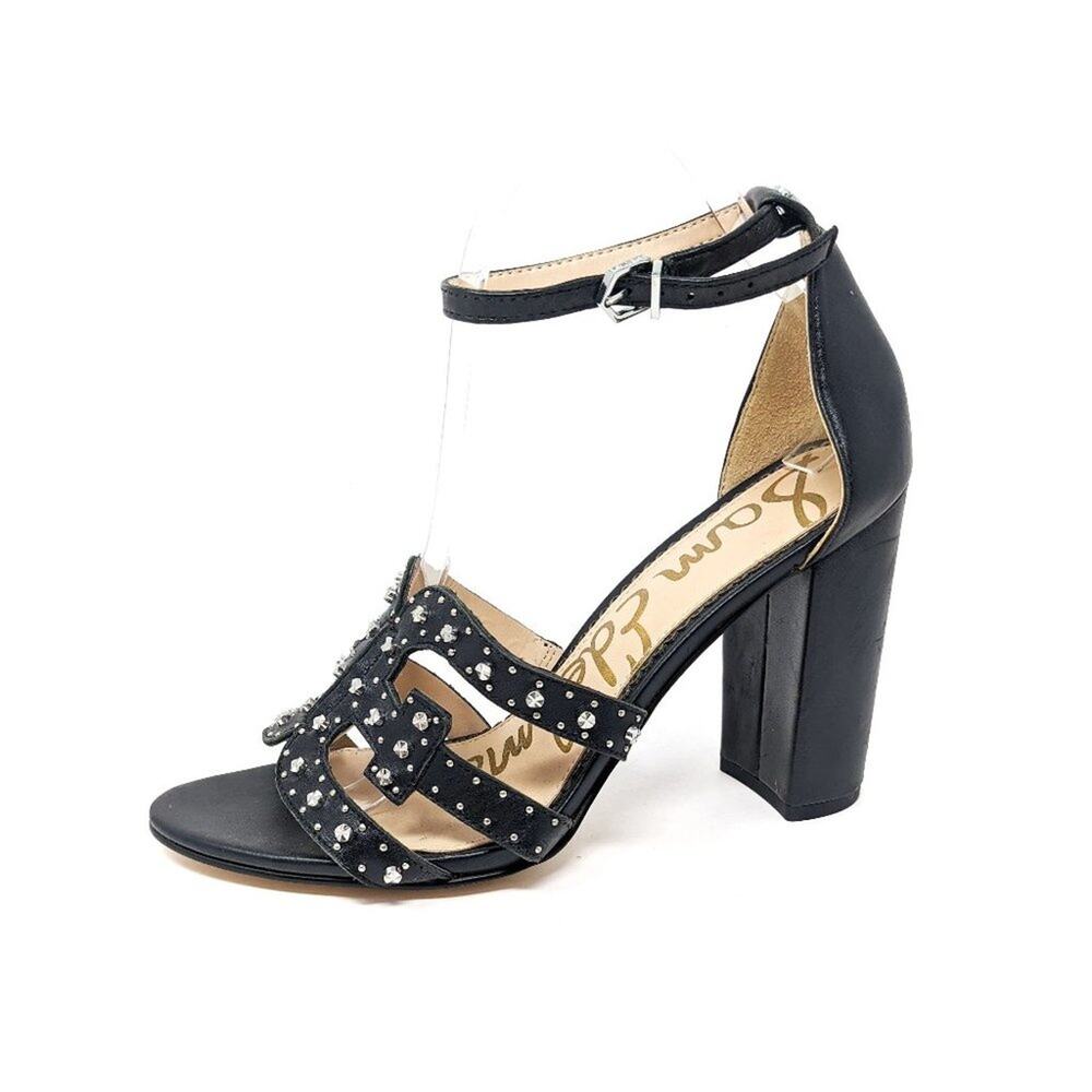 Sam Edelman Shoes Womens 9 Heels Yasha Leather Black Studded Pumps Fairy Grunge - Picture 2 of 10